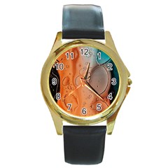 Water Screen Round Gold Metal Watch by nateshop