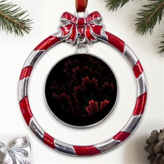 Amoled Red N Black Metal Red Ribbon Round Ornament by nateshop