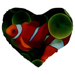 Fish Large 19  Premium Flano Heart Shape Cushions by nateshop