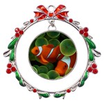 Fish Metal X mas Wreath Ribbon Ornament Front