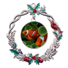 Fish Metal X mas Wreath Holly Leaf Ornament