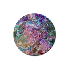 Abstract Waves Rubber Coaster (round) by kaleidomarblingart