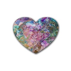 Abstract Waves Rubber Coaster (heart) by kaleidomarblingart