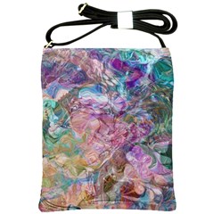 Abstract Waves Shoulder Sling Bag by kaleidomarblingart