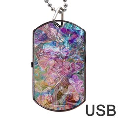 Abstract Waves Dog Tag Usb Flash (one Side) by kaleidomarblingart