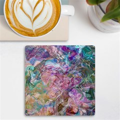 Abstract Waves Uv Print Square Tile Coaster  by kaleidomarblingart