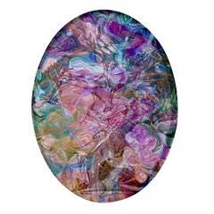 Abstract Waves Oval Glass Fridge Magnet (4 Pack) by kaleidomarblingart