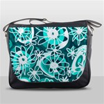 Mazipoodles Love Flowers - Dark Teal Turquoise White Messenger Bag Front