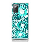 Mazipoodles Love Flowers - Dark Teal Turquoise White Samsung Galaxy Note 20 TPU UV Case Front