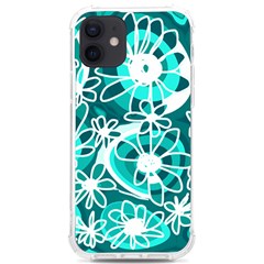 Mazipoodles Love Flowers - Dark Teal Turquoise White Iphone 12/12 Pro Tpu Uv Print Case by Mazipoodles