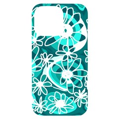 Mazipoodles Love Flowers - Dark Teal Turquoise White Iphone 14 Pro Max Black Uv Print Case by Mazipoodles