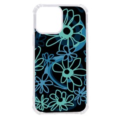 Mazipoodles Love Flowers - Black Dusty Blue Duck Egg Green Iphone 13 Pro Max Tpu Uv Print Case by Mazipoodles