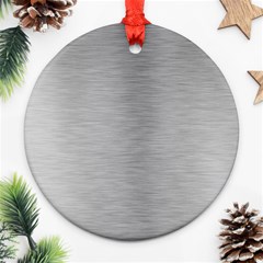 Aluminum Textures, Horizontal Metal Texture, Gray Metal Plate Round Ornament (two Sides) by nateshop