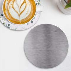 Aluminum Textures, Horizontal Metal Texture, Gray Metal Plate Uv Print Round Tile Coaster by nateshop