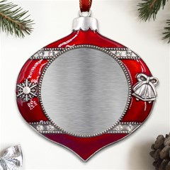 Aluminum Textures, Horizontal Metal Texture, Gray Metal Plate Metal Snowflake And Bell Red Ornament by nateshop