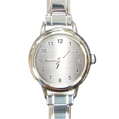 Aluminum Textures, Polished Metal Plate Round Italian Charm Watch by nateshop