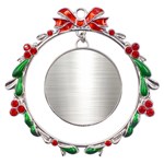 Aluminum Textures, Polished Metal Plate Metal X mas Wreath Ribbon Ornament Front