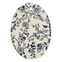 Blue Vintage Background, Blue Roses Patterns Ornament (oval) by nateshop