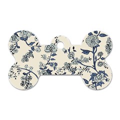 Blue Vintage Background, Blue Roses Patterns Dog Tag Bone (one Side) by nateshop