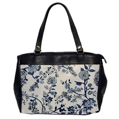 Blue Vintage Background, Blue Roses Patterns Oversize Office Handbag by nateshop