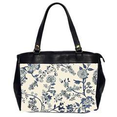 Blue Vintage Background, Blue Roses Patterns Oversize Office Handbag (2 Sides) by nateshop