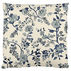 Blue Vintage Background, Blue Roses Patterns Large Premium Plush Fleece Cushion Case (two Sides) by nateshop