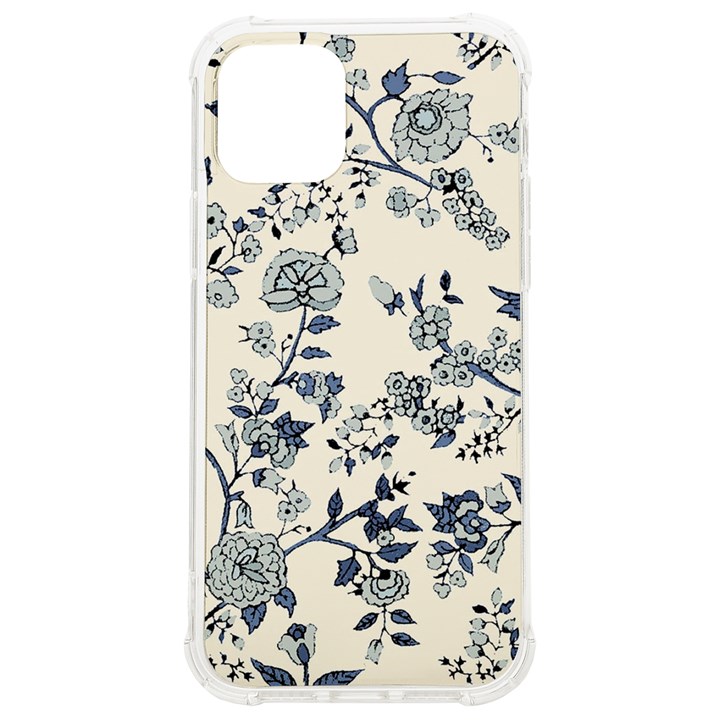 Blue Vintage Background, Blue Roses Patterns iPhone 12/12 Pro TPU UV Print Case