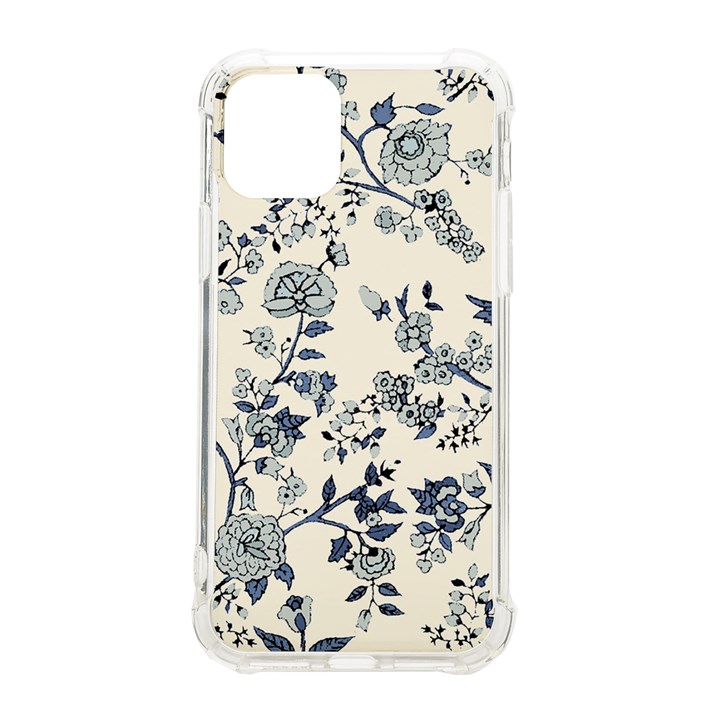 Blue Vintage Background, Blue Roses Patterns iPhone 11 Pro 5.8 Inch TPU UV Print Case