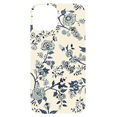 Blue Vintage Background, Blue Roses Patterns Iphone 14 Black Uv Print Case by nateshop