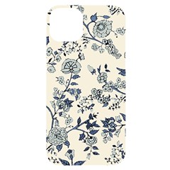 Blue Vintage Background, Blue Roses Patterns Iphone 14 Plus Black Uv Print Case