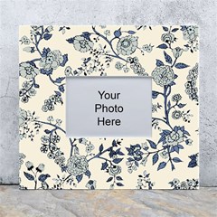 Blue Vintage Background, Blue Roses Patterns White Wall Photo Frame 5  X 7  by nateshop