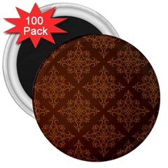 Brown Floral Pattern Floral Vintage Pattern, Brown Vintage 3  Magnets (100 Pack) by nateshop