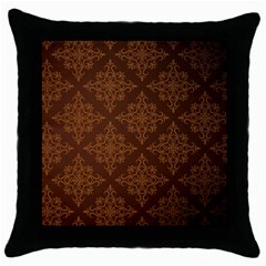 Brown Floral Pattern Floral Vintage Pattern, Brown Vintage Throw Pillow Case (black) by nateshop