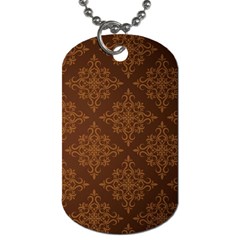 Brown Floral Pattern Floral Vintage Pattern, Brown Vintage Dog Tag (one Side) by nateshop