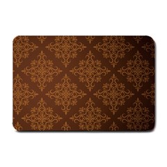 Brown Floral Pattern Floral Vintage Pattern, Brown Vintage Small Doormat by nateshop