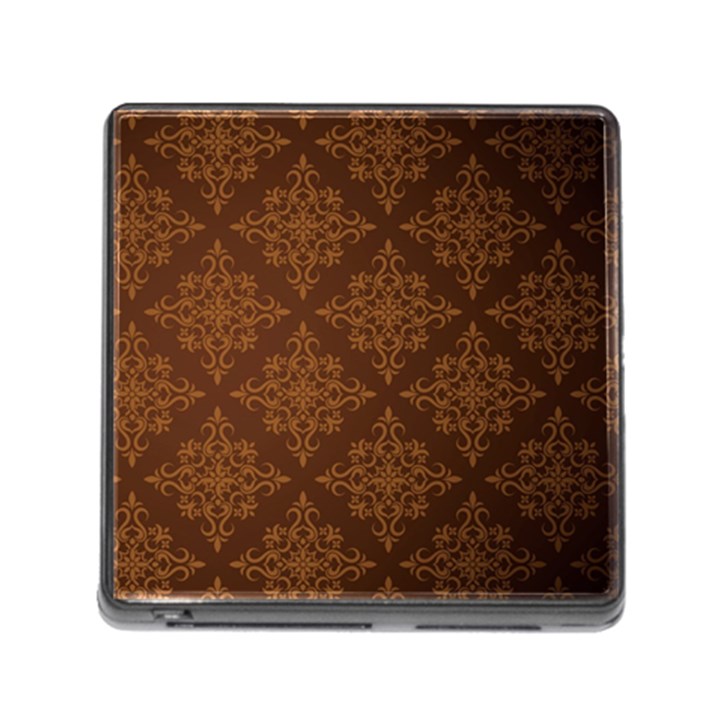 Brown Floral Pattern Floral Vintage Pattern, Brown Vintage Memory Card Reader (Square 5 Slot)