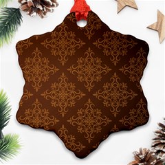 Brown Floral Pattern Floral Vintage Pattern, Brown Vintage Ornament (snowflake) by nateshop