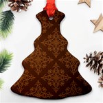 Brown Floral Pattern Floral Vintage Pattern, Brown Vintage Ornament (Christmas Tree)  Front