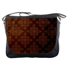 Brown Floral Pattern Floral Vintage Pattern, Brown Vintage Messenger Bag by nateshop