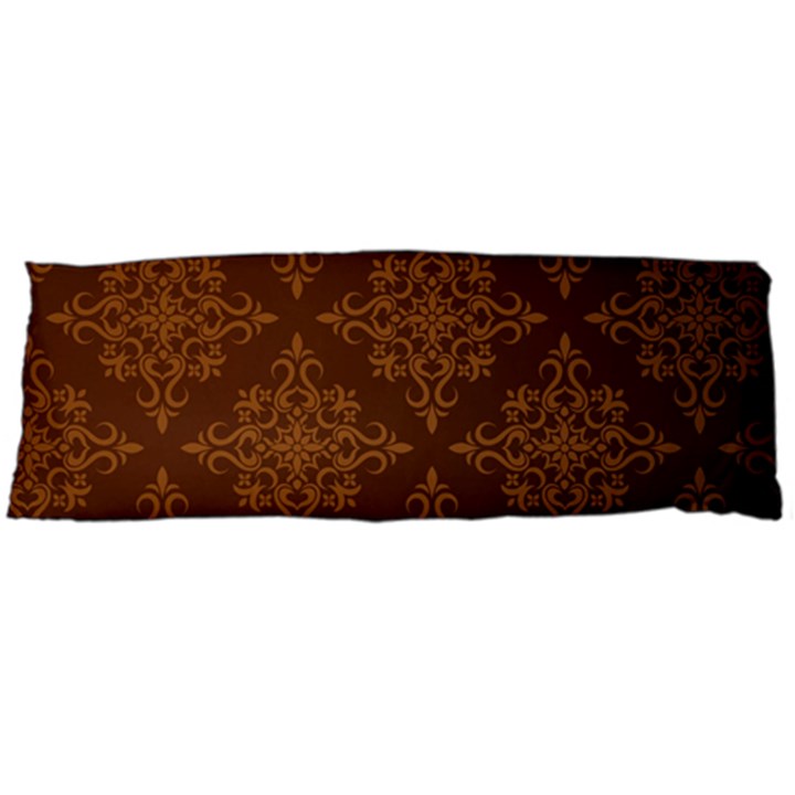 Brown Floral Pattern Floral Vintage Pattern, Brown Vintage Body Pillow Case (Dakimakura)