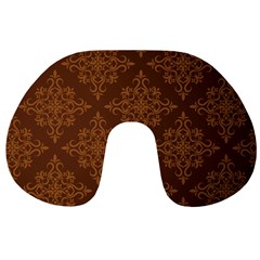 Brown Floral Pattern Floral Vintage Pattern, Brown Vintage Travel Neck Pillow by nateshop