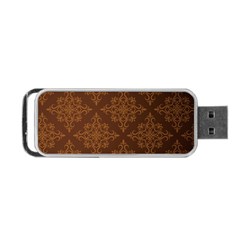 Brown Floral Pattern Floral Vintage Pattern, Brown Vintage Portable Usb Flash (one Side) by nateshop