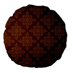 Brown Floral Pattern Floral Vintage Pattern, Brown Vintage Large 18  Premium Flano Round Cushions by nateshop