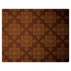 Brown Floral Pattern Floral Vintage Pattern, Brown Vintage Two Sides Premium Plush Fleece Blanket (medium) by nateshop