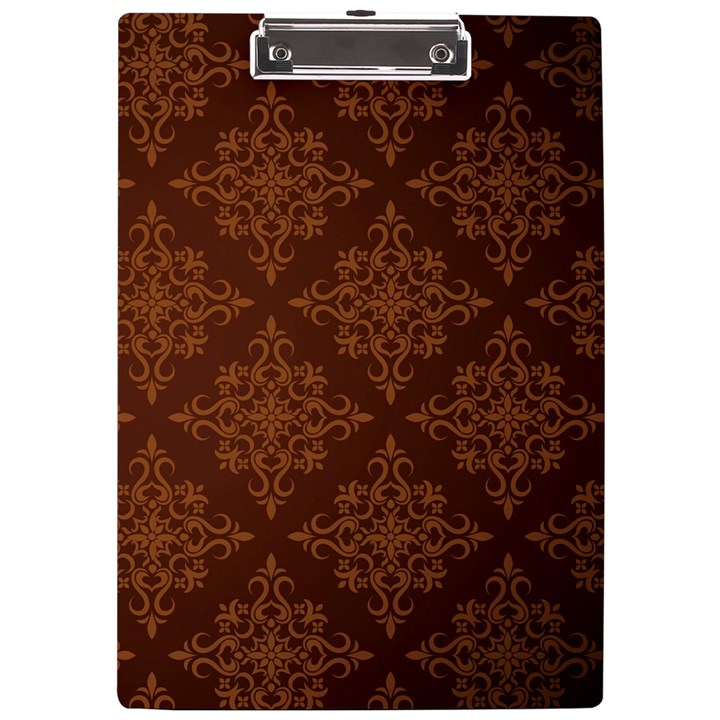 Brown Floral Pattern Floral Vintage Pattern, Brown Vintage A4 Acrylic Clipboard