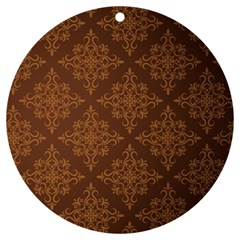 Brown Floral Pattern Floral Vintage Pattern, Brown Vintage Uv Print Acrylic Ornament Round by nateshop