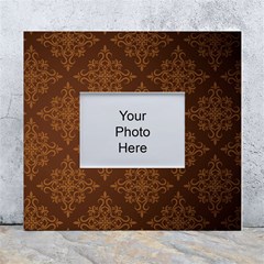 Brown Floral Pattern Floral Vintage Pattern, Brown Vintage White Wall Photo Frame 5  X 7  by nateshop