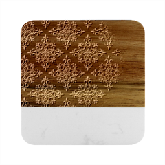 Brown Floral Pattern Floral Vintage Pattern, Brown Vintage Marble Wood Coaster (square) by nateshop