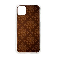 Brown Floral Pattern Floral Vintage Pattern, Brown Vintage Iphone 11 Tpu Uv Print Case by nateshop