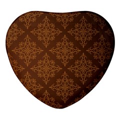 Brown Floral Pattern Floral Vintage Pattern, Brown Vintage Heart Glass Fridge Magnet (4 Pack) by nateshop